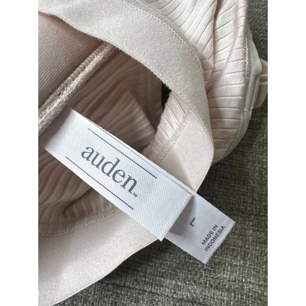 Auden Womens Light Pink Ribbed Wireless Padded Bra Large w/ Adjustable Straps